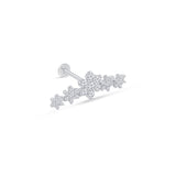 Five Flower Diamond Garland Flat Back Stud Earrings in Solid 14k White Gold