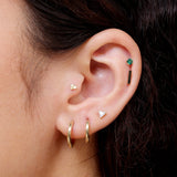 Minimalist Bee Flat Back Stud Earrings in Solid 14k Yellow Gold