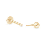 Ball Flat Back Stud Earrings in Solid 14k Yellow Gold