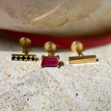 Gold Bar Flat Back Stud Earrings in Solid 14k Yellow Gold