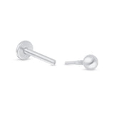Ball Flat Back Stud Earrings in Solid 14k White Gold