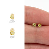 Citrine Cartilage Flat Back Stud Earrings in Solid 14k Yellow Gold