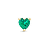 Emerald Heart Flat Back Stud Earrings in Solid 14k Yellow Gold