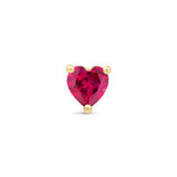 Ruby Heart Flat Back Stud Earrings in Solid 14k Yellow Gold