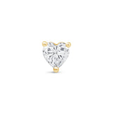 Stone Heart Flat Back Stud Earrings in Solid 14k Yellow Gold