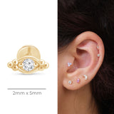 Beaded Marquise Diamond Evil Eye Flat Back Stud Earrings in Solid 14k Yellow Gold