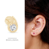 Diamond Paisley Flat Back Stud Earrings Milgrain Set in Solid 14k Yellow Gold