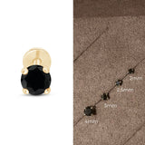 Black Diamond Cartilage Flat Back Stud Earrings in Solid 14k Yellow Gold