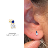 Diamond and Sapphire Flat Back in Solid 14k Yellow Gold