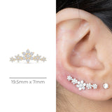 Five Flower Diamond Garland Flat Back Stud Earrings in Solid 14k Yellow Gold