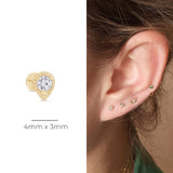 Diamond Droplet Flat Back Stud Earrings Flat Back Stud Earrings in Solid 14k Yellow Gold