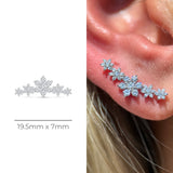 Five Flower Diamond Garland Flat Back Stud Earrings in Solid 14k White Gold