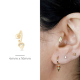 Diamond Spike Charm Illusion Hoop Ballback Earring in Solid 14k Yellow Gold