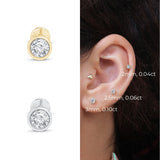 Round Gemstone Flat Back Stud Earrings Bezel Set in Solid 14k Yellow Gold