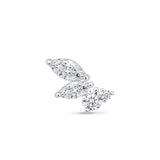 Marquise Angel Wing Flat Back Stud Earrings in Solid 14k White Gold