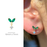 Emerald Double Marquise Drop in Solid 14k Yellow Gold