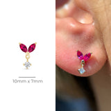 Ruby Double Marquise Drop Flat Back in Solid 14k Yellow Gold