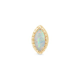 Solid 14k Gold Marquise Opal Milgrain Stud Earring