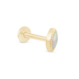 Solid 14k Gold Marquise Opal Milgrain Stud Earring