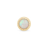 Solid 14k Gold Round Opal Stud Earring