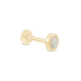 Solid 14k Gold Round Opal Stud Earring