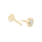 Solid 14k Gold Round Opal Stud Earring