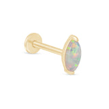 Solid 14k Gold Marquise Opal Stud Earring