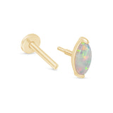 Solid 14k Gold Marquise Opal Stud Earring