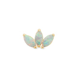 Solid 14k Gold Triple Marquise Opal Lotus Stud
