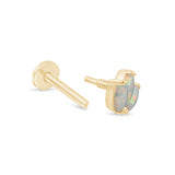 Solid 14k Gold Triple Marquise Opal Lotus Stud