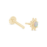 Solid 14k Gold Sunburst Opal Stud Earring