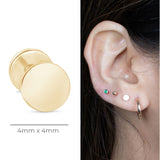 Gold Disc Flat Back Stud Earrings in Solid 14k Yellow Gold