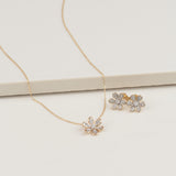 Diamond Flower Earrings Bezel Set in Solid 10k Yellow Gold