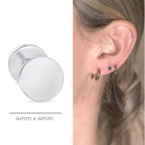 Gold Disc Flat Back Stud Earrings in Solid 14k White Gold