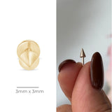 Spike Flat Back Stud Earrings in Solid 14k Yellow Gold