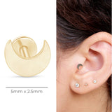 Crescent Moon Flat Back Stud Earrings in Solid 14k Yellow Gold