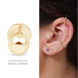 Ball Flat Back Stud Earrings in Solid 14k Yellow Gold