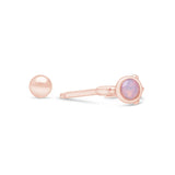 Pink Opal Huggie Earring in Solid 14k Rose Gold