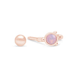 Pink Opal Huggie Earring in Solid 14k Rose Gold