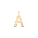 Radiant-Cut Initial Pendant in Solid 10k Yellow Gold - A