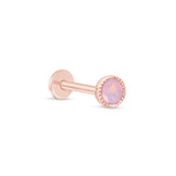 Pink Opal Flat Back Stud Earrings Milgrain Set in Solid 14k Rose Gold