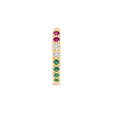 Rainbow Pavé Studded Gemstone Hoop in Solid 14k Yellow Gold