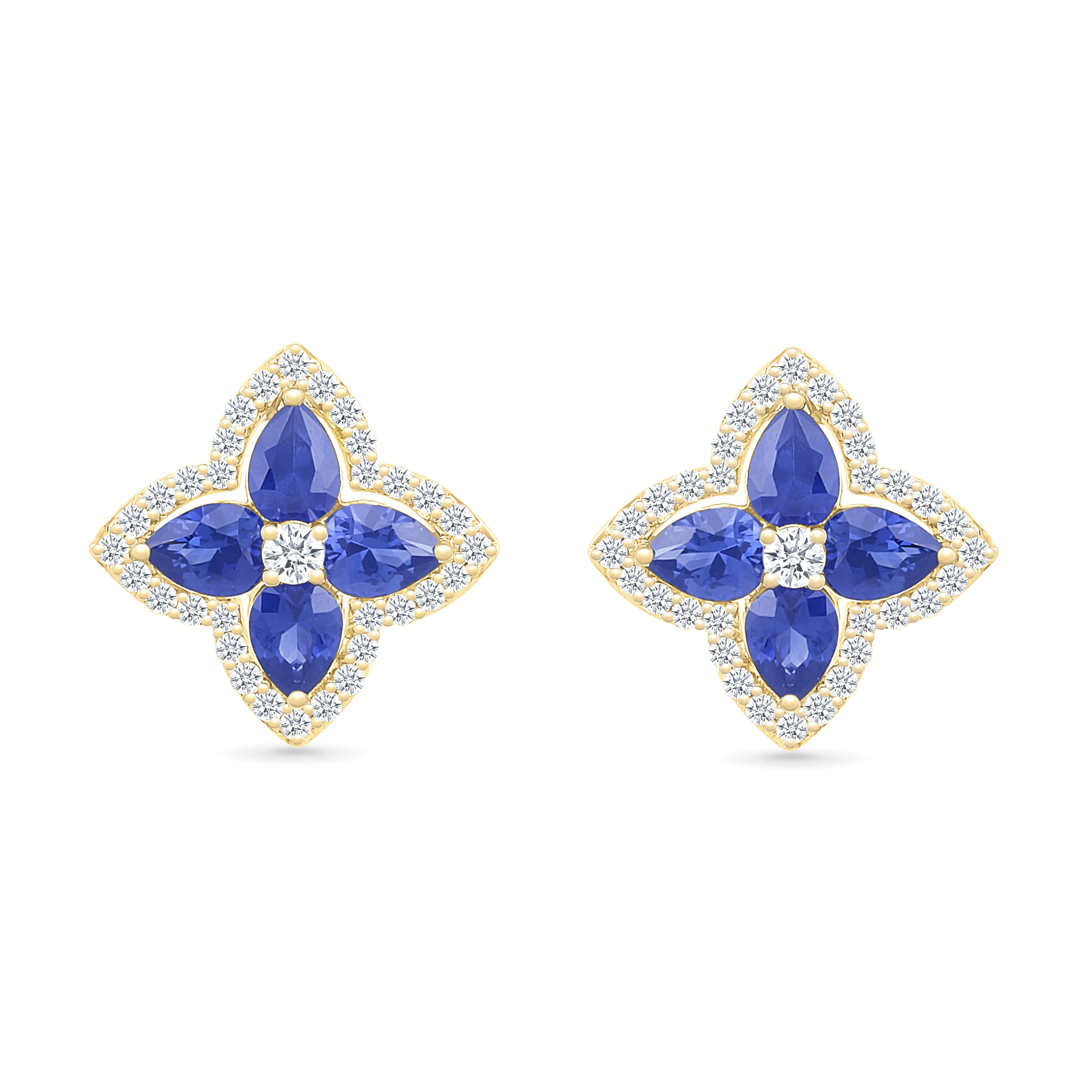 Blue Sapphire Clover Stud Earrings with White Sapphire Halo Earrings Estella Collection #product_description# 32657 10k Birthstone blue #tag4# #tag5# #tag6# #tag7# #tag8# #tag9# #tag10#