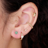 Minimalist Skull Flat Back Stud Earrings in Solid 14k Yellow Gold