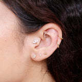 Pear Cut Cubic Zirconia Flat Back Stud Earrings in Solid 14k White Gold