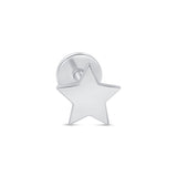 Star Flat Back Stud Earrings in Solid 14k White Gold
