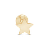 Gold Star Flat Back Stud Earrings in Solid 14k Yellow Gold