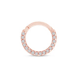 Gemstone Studded Eternity Clicker Hoop in Solid 14k Rose Gold