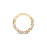 Gemstone Studded Clicker Hoop in Solid 14k Yellow Gold