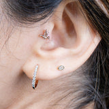 Oval Gemstone Flat Back Stud Earrings in Bezel Set in Solid 14k White Gold